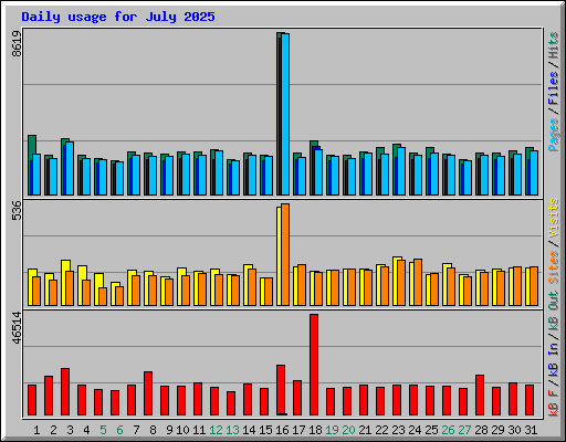 Daily usage for July 2025